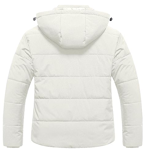 CREATMO US Women's Plus Size Warm Puffer Jacket Waterproof Fleece Lined Winter Coat with Removable Hood - color: White, size: 2X