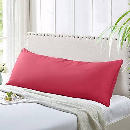 EVOLIVE Body Pillow Cover 21"x54", Microfiber, Hidden Zipper (Crimson) - color: Crimson