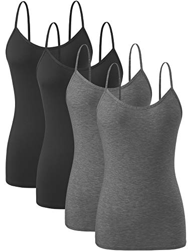 Orrpally Basic Cami Tank Tops Women Lightweight Camisole Stretch Tank Top Adjustable 4-Pack - color: Black/Black/Grey/Grey, size: Large