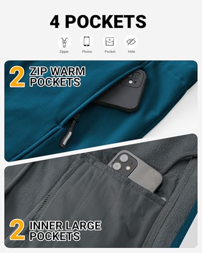 Outdoor Ventures Women's Waterproof Fleece Lined Hooded Softshell Rain Coat - color: Modern Blue, size: XX-Large