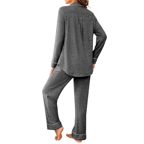 Pajamas for Women Set 2 Piece, Super-Soft Long Sleeve Postpartum PJS - color: Dark Grey, size: X-Large