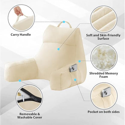 IPYNBAP Back Pillow for Bed Sitting up, Reading Pillow, 18 Inch, Beige - color: Beige, size: Small(18inch)