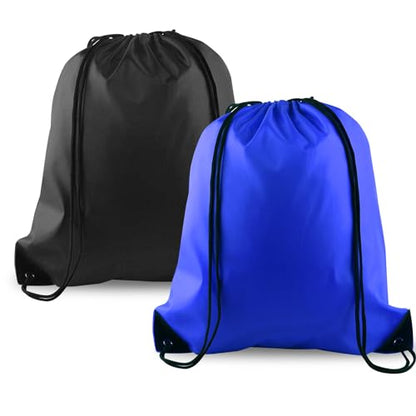 KUUQA 2 Pcs Drawstring Backpack Bags, Black, Blue - color: Black, Blue