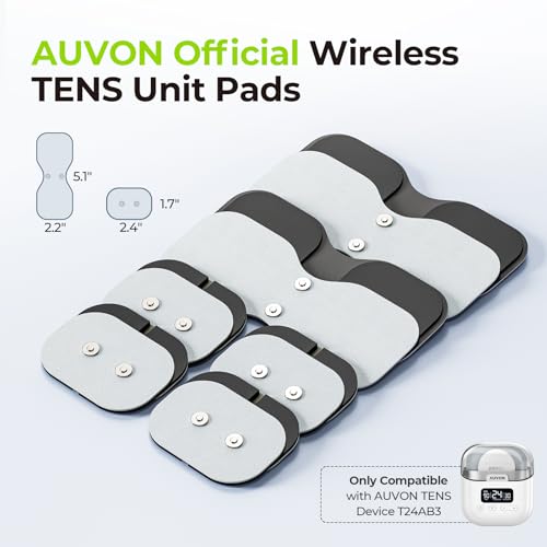 AUVON Wireless TENS Unit Electrode Pads 12 Pcs, 2 Sizes, Latex-Free - color: A White