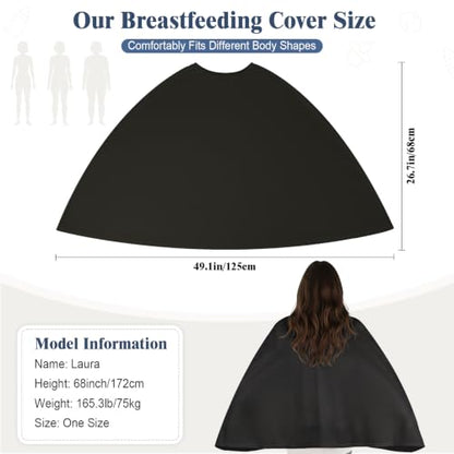 Basumee Nursing Cover for Breastfeeding Breathable Mesh 360 Full Privacy - color: Black, size: 1 Pack