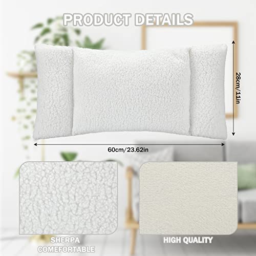 Queekay Fleece Lumbar Support Pillow 3 Section for Office Chair, White - color: White