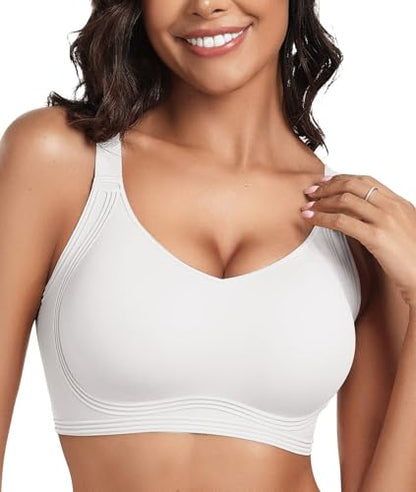 OEAK Women Jelly Bra Wireless Anti Sagging Full Coverage Bras - color: White, size: Large