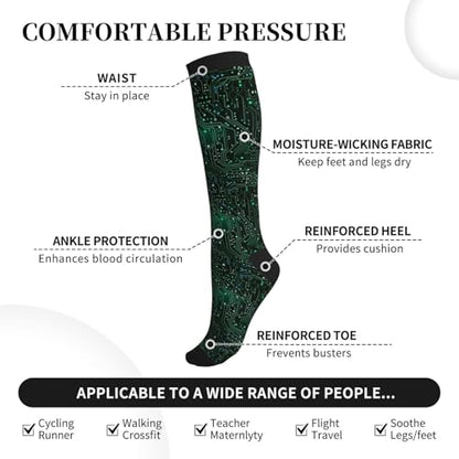 Compression Socks Women and Men 15-20mmHg-Circulation Support Socks for Athletic Running Cycling - color: Circuit Board1