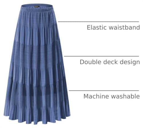NASHALYLY Women's Chiffon Elastic High Waist Pleated A-Line Maxi Skirts - color: Beja Blue, size: XX-Large