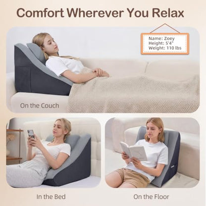 Vekkia 21” Back Rest Pillow with Dual-Layer Foam for Reclining and Sitting - color: Light Gray, size: 21 Inches