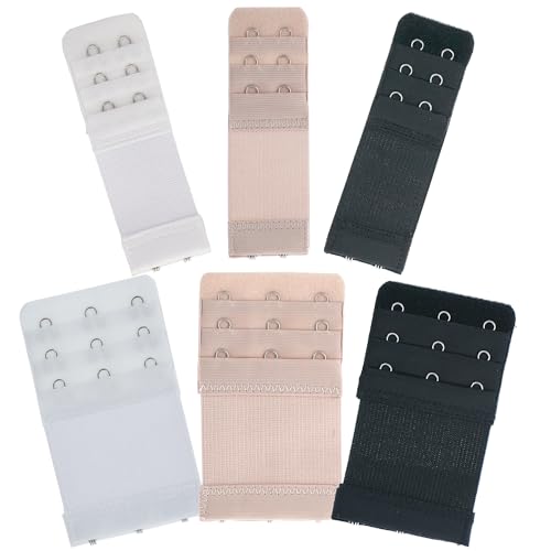 SAMGU Women's Bra Extenders 2 Hook / 3 Hook Comfortable Stretchy Bra Extension Strap - color: Bra Extenders 2 and 3 Hook, 6pcs