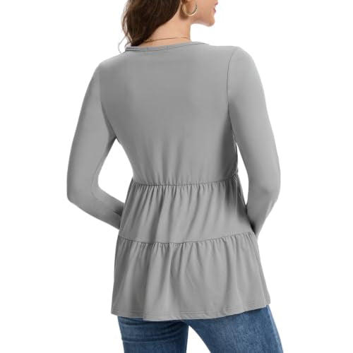 Bearsland Long Sleeve Nursing Top - color: Black & Platinum Grey & Red Mahogany, size: X-Large