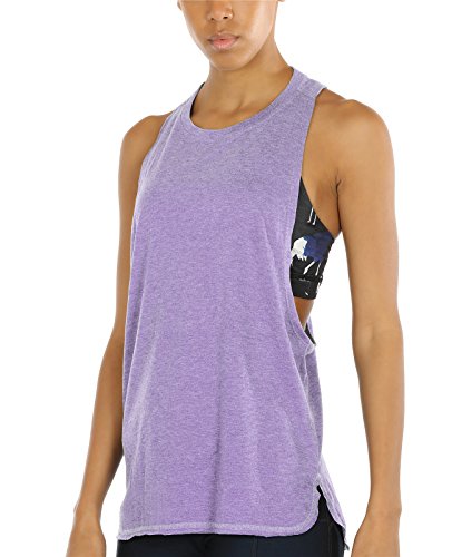 icyzone Women's Racerback High Neck Workout Athletic Yoga Muscle Tank Tops - color: Lavender, size: Medium