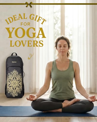 Gonex Yoga Mat Bag Convertible Backpack Blocks Carrier with Wet Pocket - color: Black