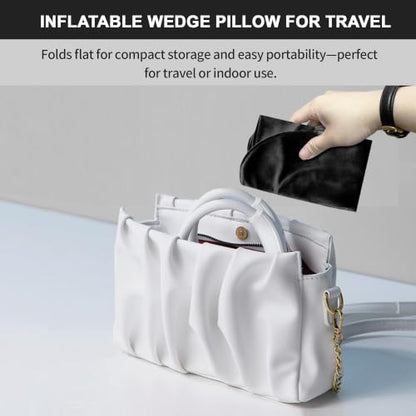 Inflatable Wedge Pillow for Travel, Camping & Indoor Sleep - color: Drak