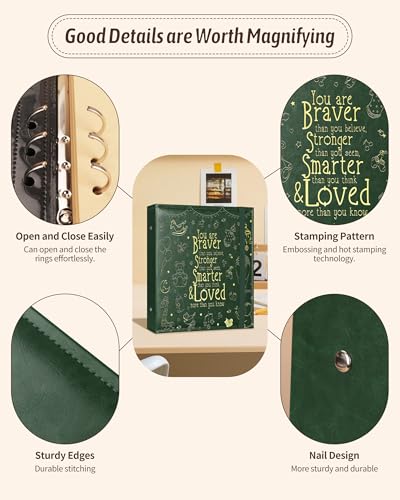Leather Baby Scrapbook Album, Baby Memory Keepsake for New Moms & Dads - color: Green