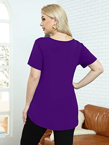 BELAROI Women Plus Size Tops V-Neck Tunics Shirts - color: Deep Purple, size: Medium