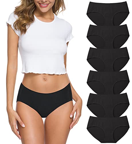 Wealurre Cotton Bikini Women's Breathable Panties Seamless Comfort Underwear - color: Black, size: Large