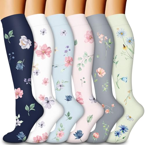 Laite Hebe Compression Socks for Women & Men Circulation(6 pairs)-Graduated Supports Socks for Running, Athletic Sports - color: 03-Assorted41, size: Small-Medium