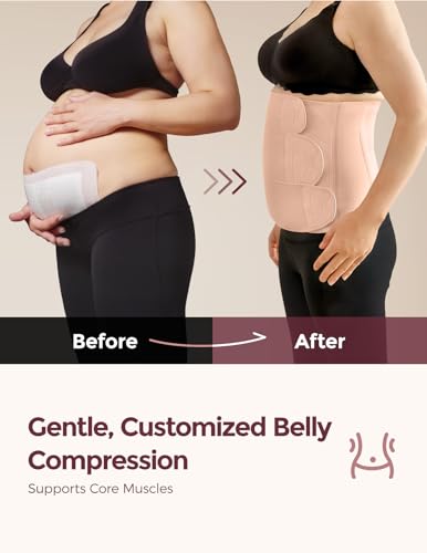 Momcozy Ergowrap Postpartum Belly Band, 3D Lifting & Ergonomic Back Support - color: Oyster Pink, size: X-Large