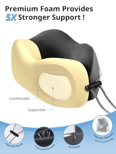 Inspireyes Travel Neck Pillow Seat Strap System, Long Flight Stable Support - color: Light Grey