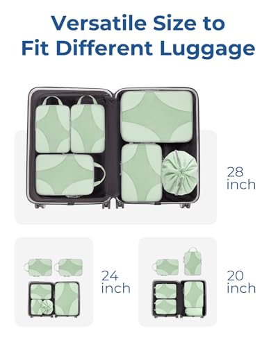 Bagsmart Compression Packing Cubes, Travel Bag Cruise Ship Essentials - color: Fruit Green, size: 6 Set
