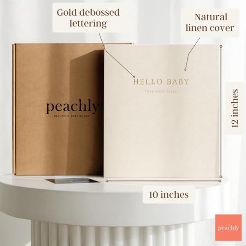 Peachly Unisex Baby Memory Book - First Year Baby Book Keepsake - Olive - color: Olive