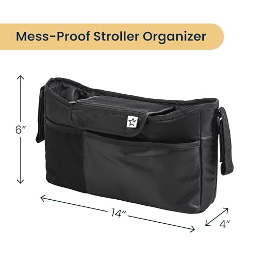 Tiny Twinkle Universal Stroller Organizer with Adjustable Strap - Waterproof Stroller Caddy Fits Baby Jogger, Nuna, Graco, Donna and Bugaboo Strollers（Black） - color: Black, size: CLassic