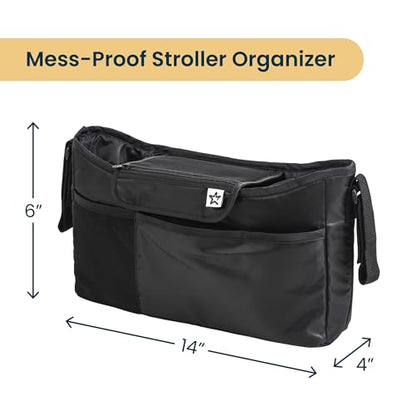 Tiny Twinkle Universal Stroller Organizer with Adjustable Strap - Waterproof Stroller Caddy Fits Baby Jogger, Nuna, Graco, Donna and Bugaboo Strollers（Black） - color: Black, size: CLassic