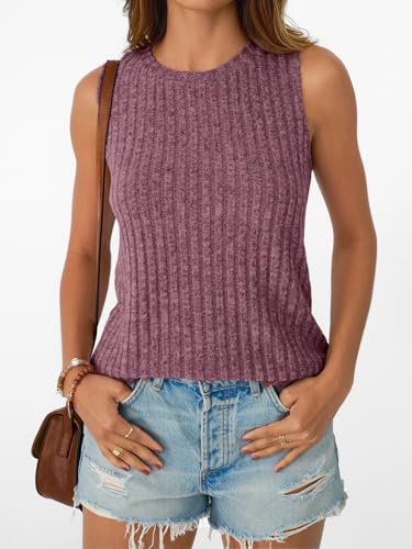 AUTOMET Womens Tank Tops Sleeveless Summer Basic Soft Clothes 2026 - color: Darkpink, size: X-Large