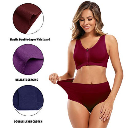 Molasus Women's Cotton Underwear High Waisted Full Coverage Ladies Panties (Regular & Plus Size) - color: Multicolor-5pack-a1, size: Small