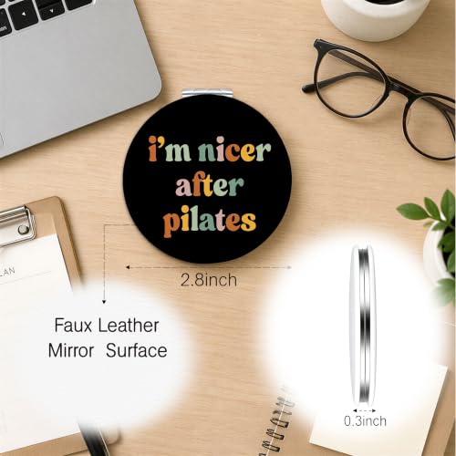 I'm Nicer After Pilates Contrology Compact Purse Mirror Gifts for Women - color: Pilates