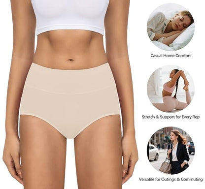 MIRITY Women's High Waist Cotton Underwear - Soft Full Coverage Briefs with Double-Layer Waistedband - color: Color 2, size: Medium