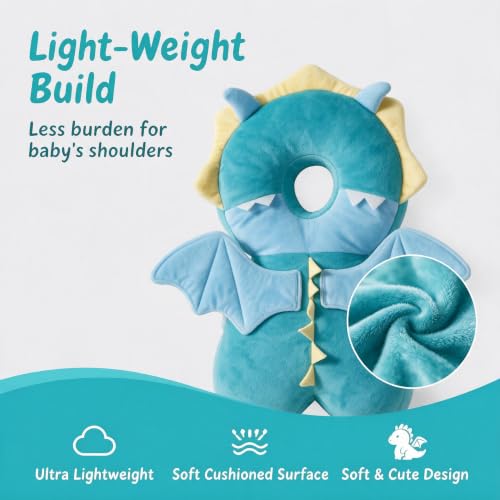Baby Head Protector Backpack - Soft & Lightweight Fall Cushion Backpack for Toddlers Walking and Crawling(Dragon) - color: Green Dragon