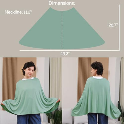 Seejoy Multi-use Nursing Cover for Breastfeeding, 360°Full Coverage Nursing Poncho, Rayon Soft & Breathable Breastfeeding Cover up (Smooth Rayon, Sage Green) - color: Sage Green