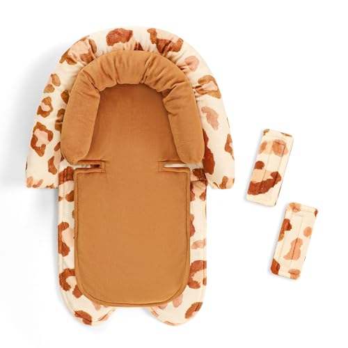 GFU Baby Car Seat Head Support for Newborn, 2 in 1 Infant Car Seat Head Body Support with Strap Pads, Soft Stroller Cushion Pillow Insert for Girls, Fits for Stroller, Swing, Brown - color: Brown