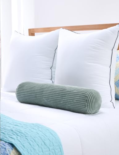 Long Cylinder Pillow Corduroy Lumbar Pillow Neck Roll Throw Pillow - color: Light Green, size: Medium