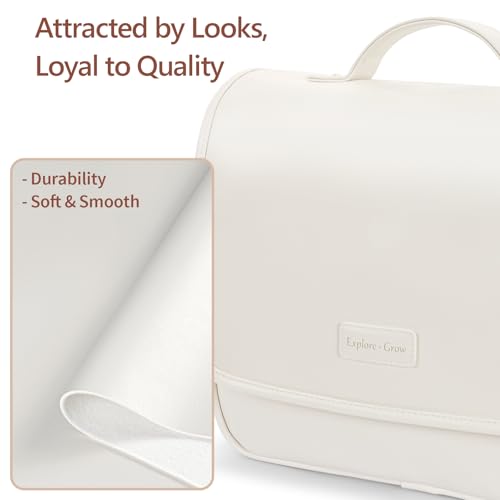 PACKISM Hanging Travel Toiletry Bag - Organizer for Women, Large Off White