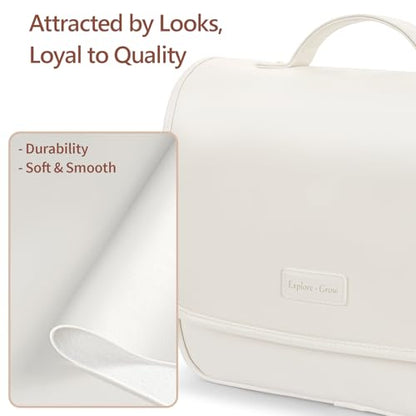 PACKISM Hanging Travel Toiletry Bag - Organizer for Women, Large Off White