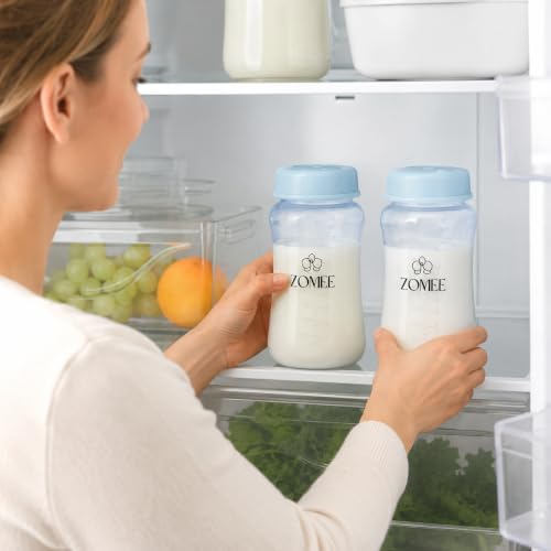 Zomee Breast Milk Storage Bottles, 8 oz, 2 Pack, BPA-free