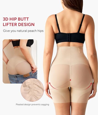 Nebility Shapewear Tummy Control High Waisted Butt Lifting Panties - color: Beige, size: Small