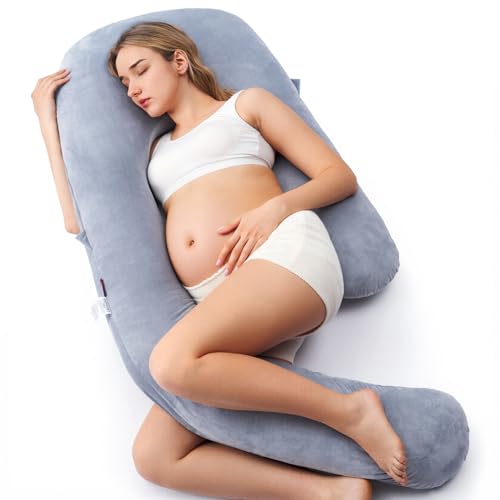 Momcozy Pregnancy Pillow for Sleeping - Dreamlign U Pro Maternity Pillow - color: Grey