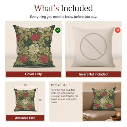 William Morris Chrysanthemum Multi Tapestry Throw Pillow Cover 16 x 16 in - color: Chrysanthemum Multi