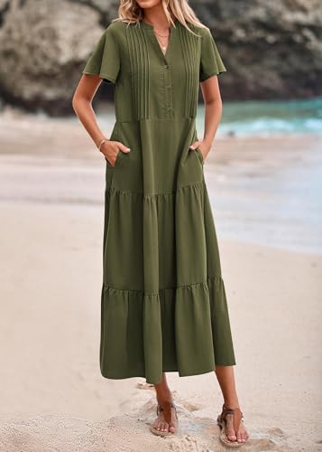 KIRUNDO Summer Maxi Dresses for Women 2026 - color: Army Green, size: XX-Large