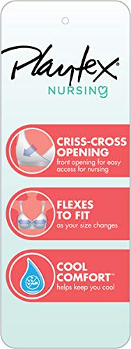 Playtex Women's Nursing Pullover Sleep Bra 2-Pack US02PK - color: In the Navy Dot Print/Silver Heather Print, size: X-Small