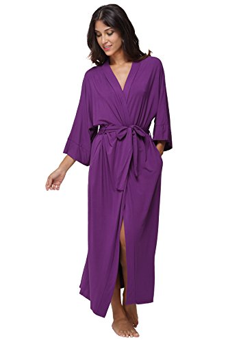 Women's Soft Robes Long Bath Robes Full Length Kimonos Sleepwear Dressing Gown,Solid Color - color: Purple, size: Large