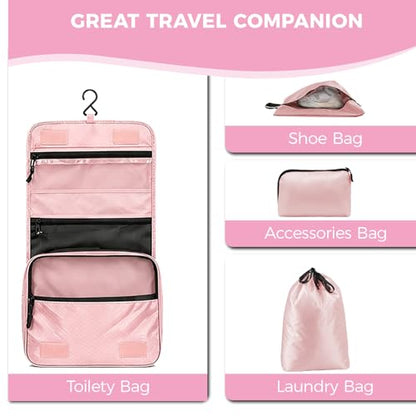 Compression Packing Cubes for Carry On Travel, 8-Piece Luggage Organizers - color: Pink-8 Set