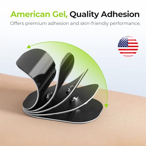 AUVON Wireless TENS Unit Electrode Pads 12 Pcs, 2 Sizes, Latex-Free - color: Black