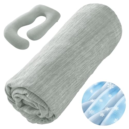 Sasttie Cooling Pregnancy Pillow Cover for 57-inch Maternity, Light Grey - color: Light Grey