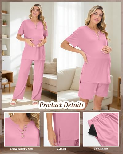 Women Maternity Lounge Set - color: Pink, size: Medium